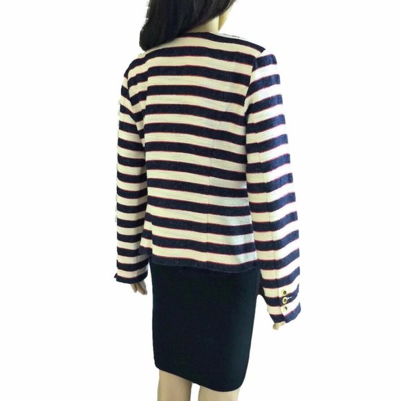 Cabi Cruise Navy Cream Red Striped Nautical Jacket 6 - Picture 7 of 11